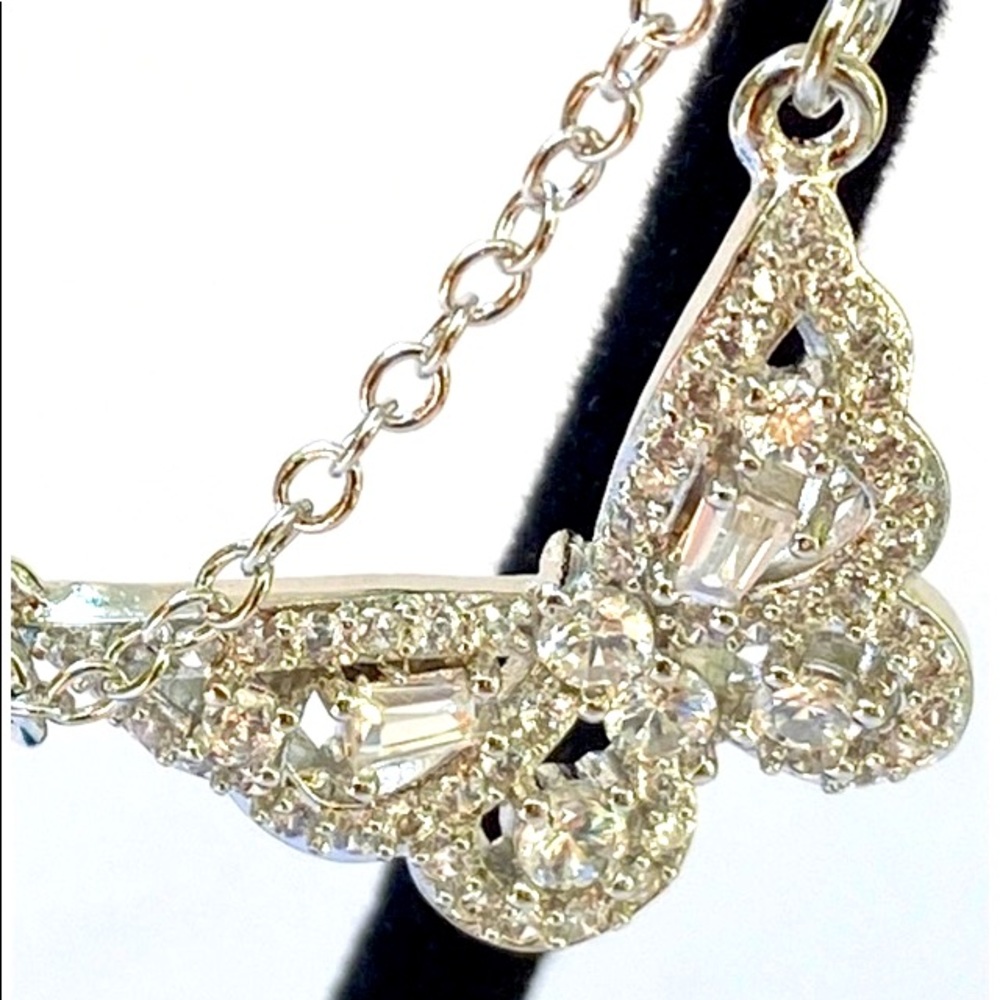CZ Butterfly Necklace Silver Plated